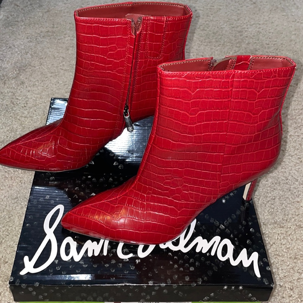 Sam Edelman Red Faux Croc Boots